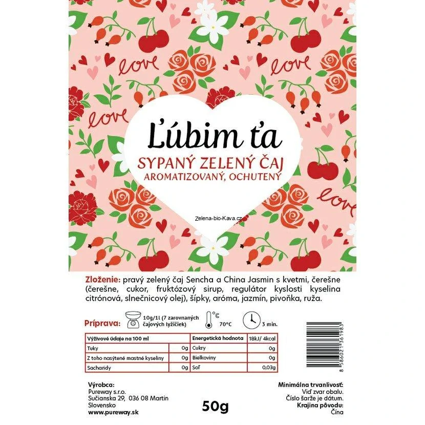 MILUJI TĚ. Sypaný, zelený čaj 50gr
