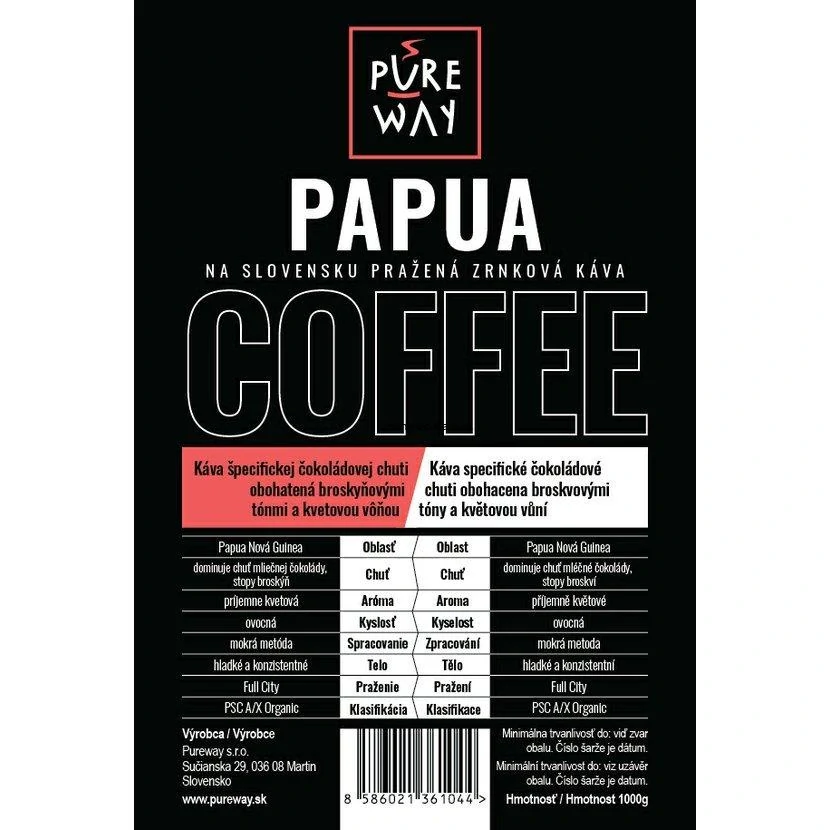 Papua Nová Guinea – odrůdová káva zrnková, 1kg, Arabica