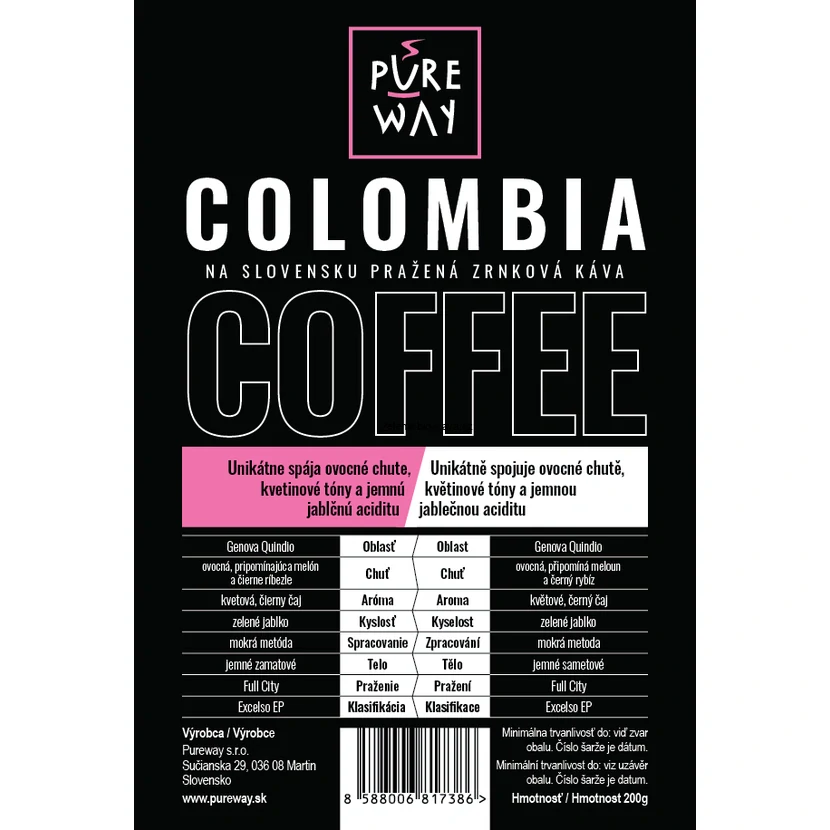 COLOMBIA odrůdová káva zrno 200g
